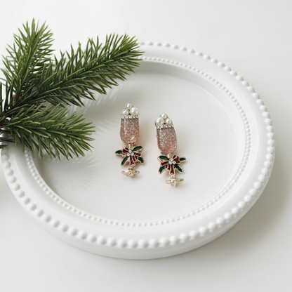 Pink Mistletoe Mimosa Earrings