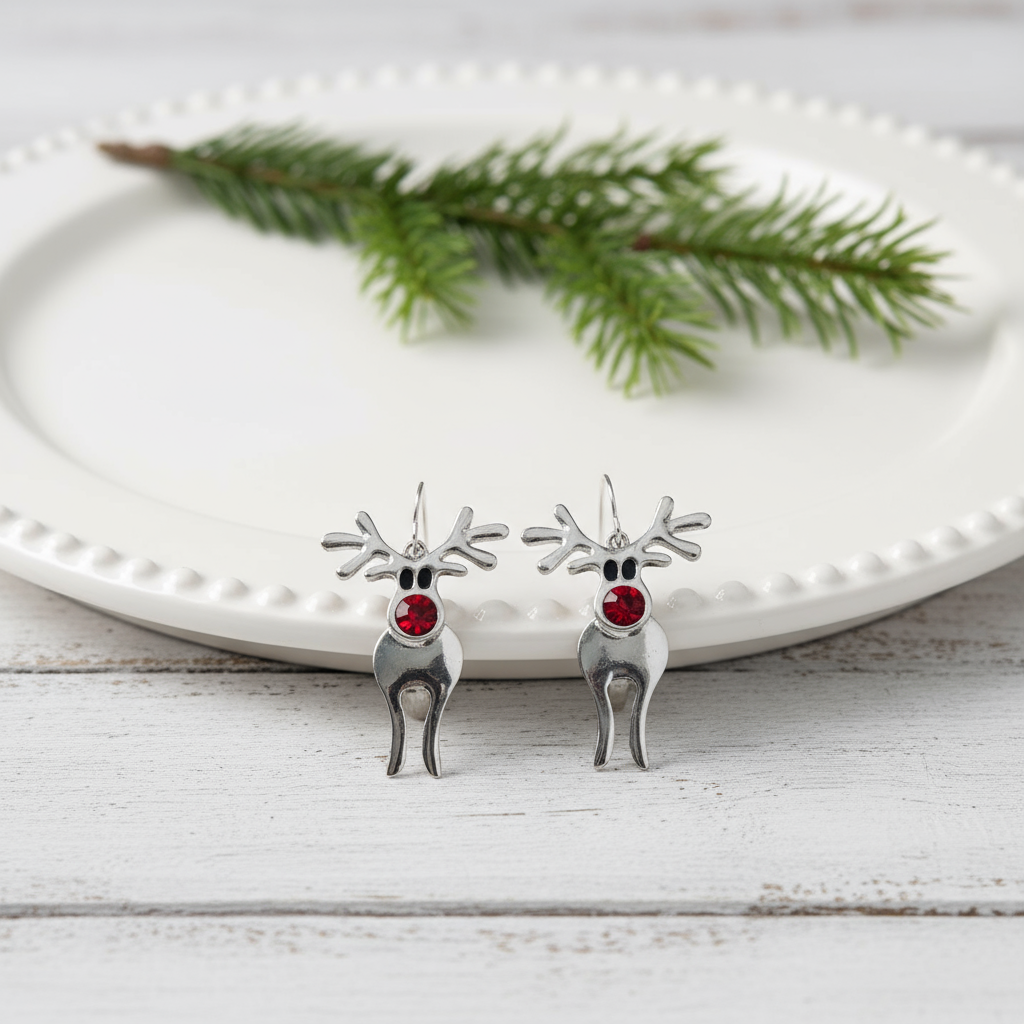 Rudy Red Nose Reindeer Earrings
