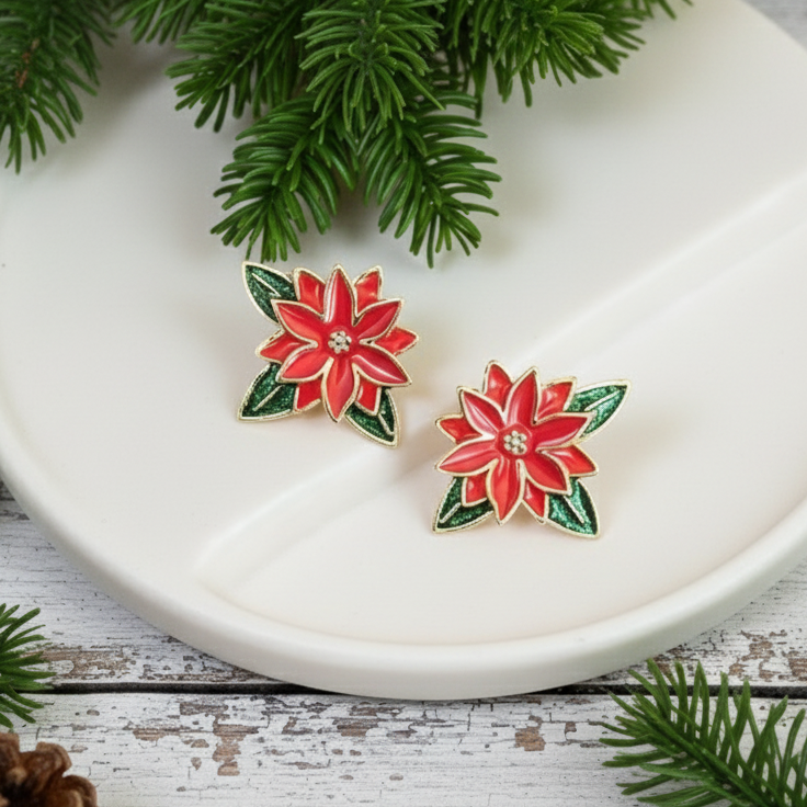 Poinsettia Blooms Earrings