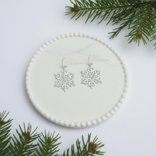 Silver Snow Earrings