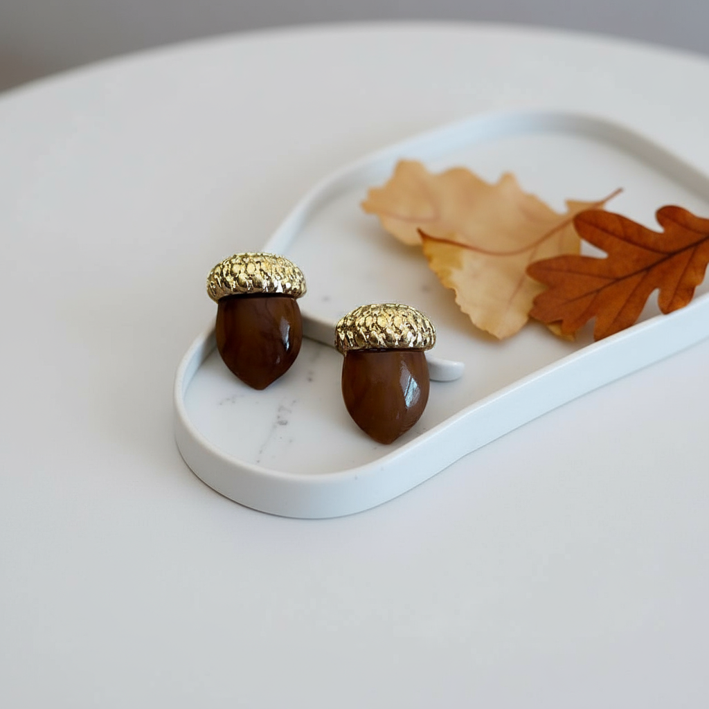 Golden Oaks Acorn Earrings