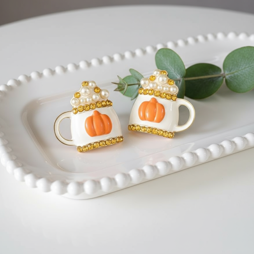 Pearly Pumpkin Latte Earrings