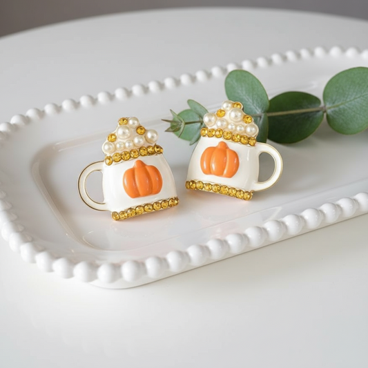 Pearly Pumpkin Latte Earrings
