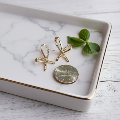 Channel Set Loose Bow Earrings