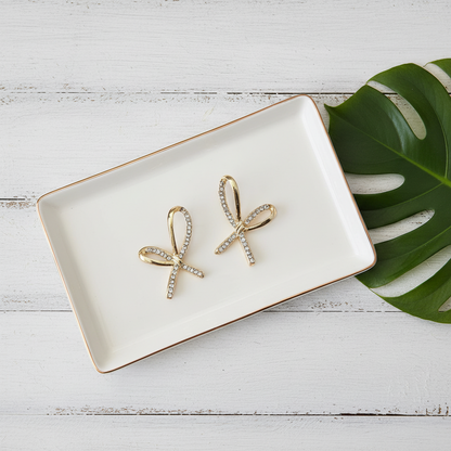 Channel Set Loose Bow Earrings