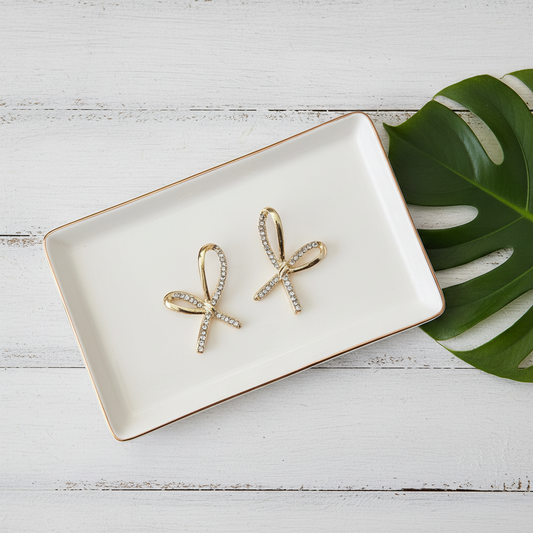 Channel Set Loose Bow Earrings