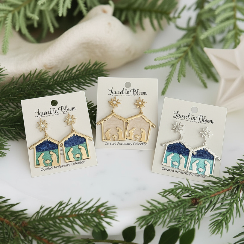 A Midnight Clear Nativity Earrings