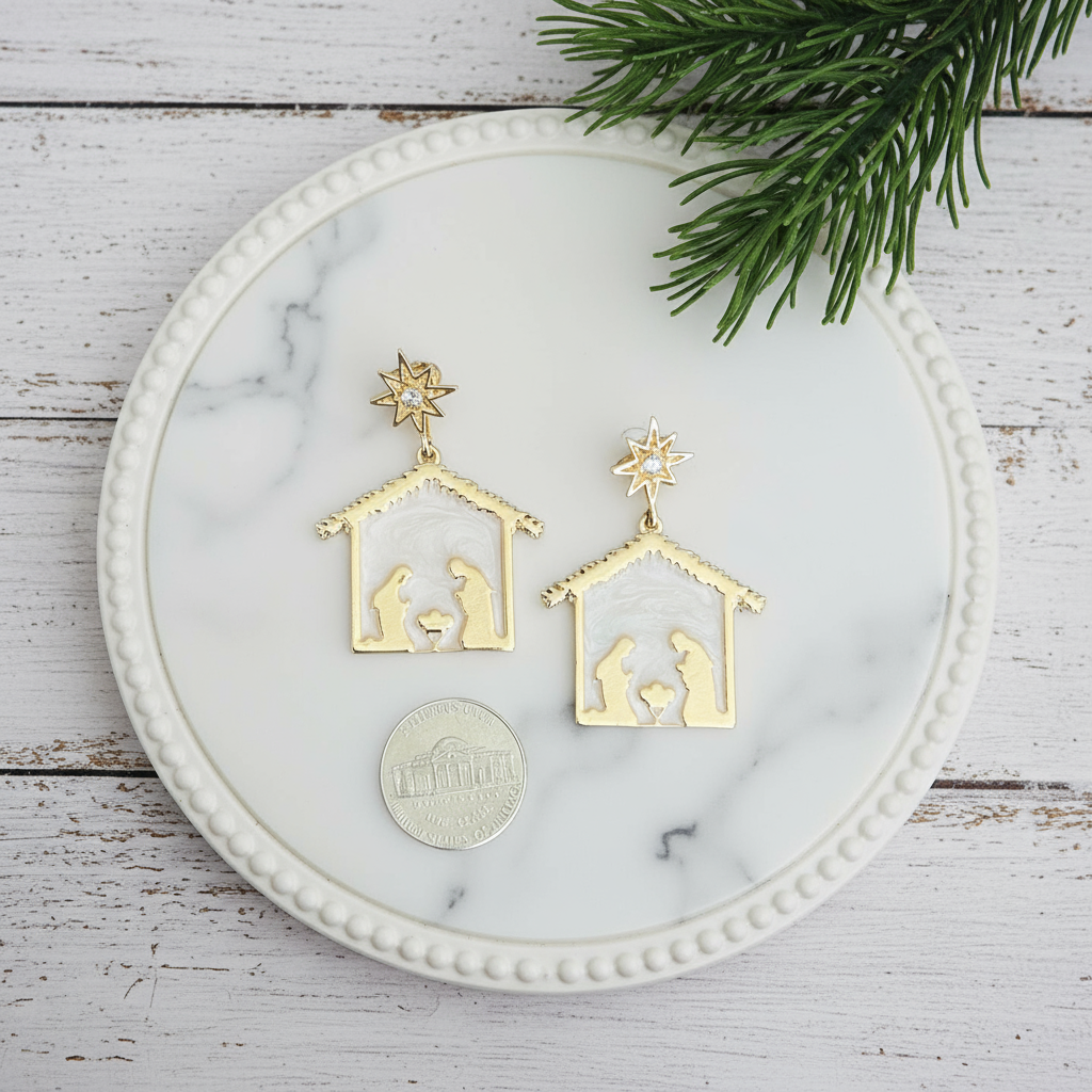 A Midnight Clear Nativity Earrings