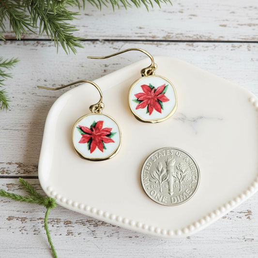 Christmas Vintage Poinsettia Earrings