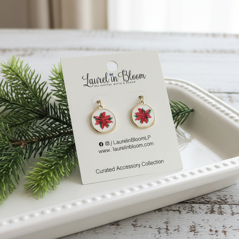 Christmas Vintage Poinsettia Earrings