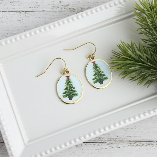 Christmas Vintage Christmas Tree Earrings