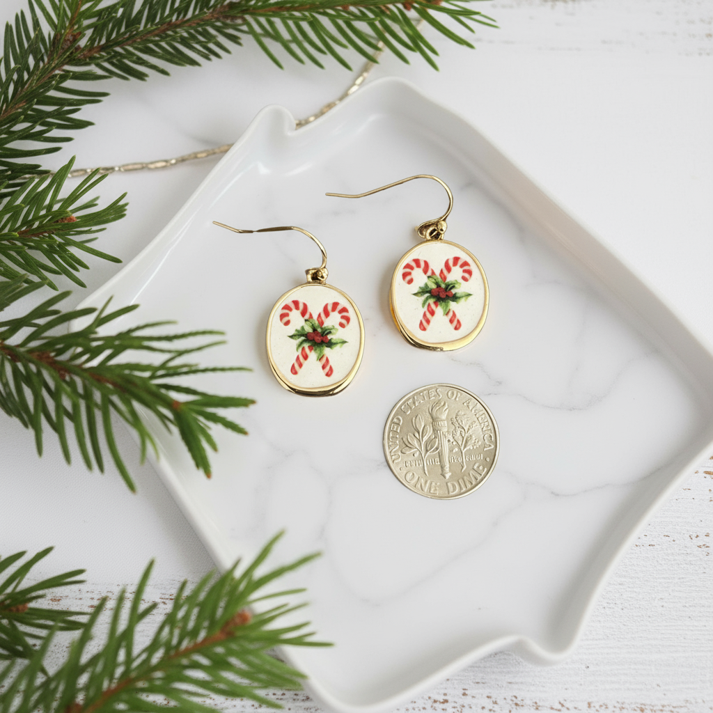 Christmas Vintage Candy Cane Earrings