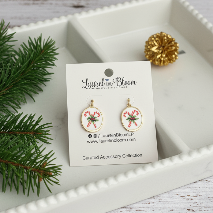 Christmas Vintage Candy Cane Earrings
