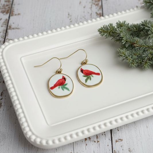 Christmas Vintage Cardinal Earrings