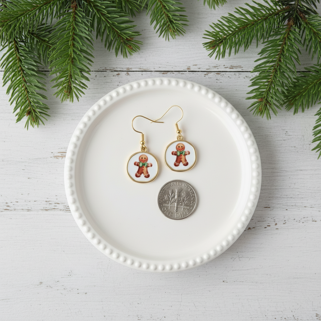 Christmas Vintage Gingerbread Man Earrings