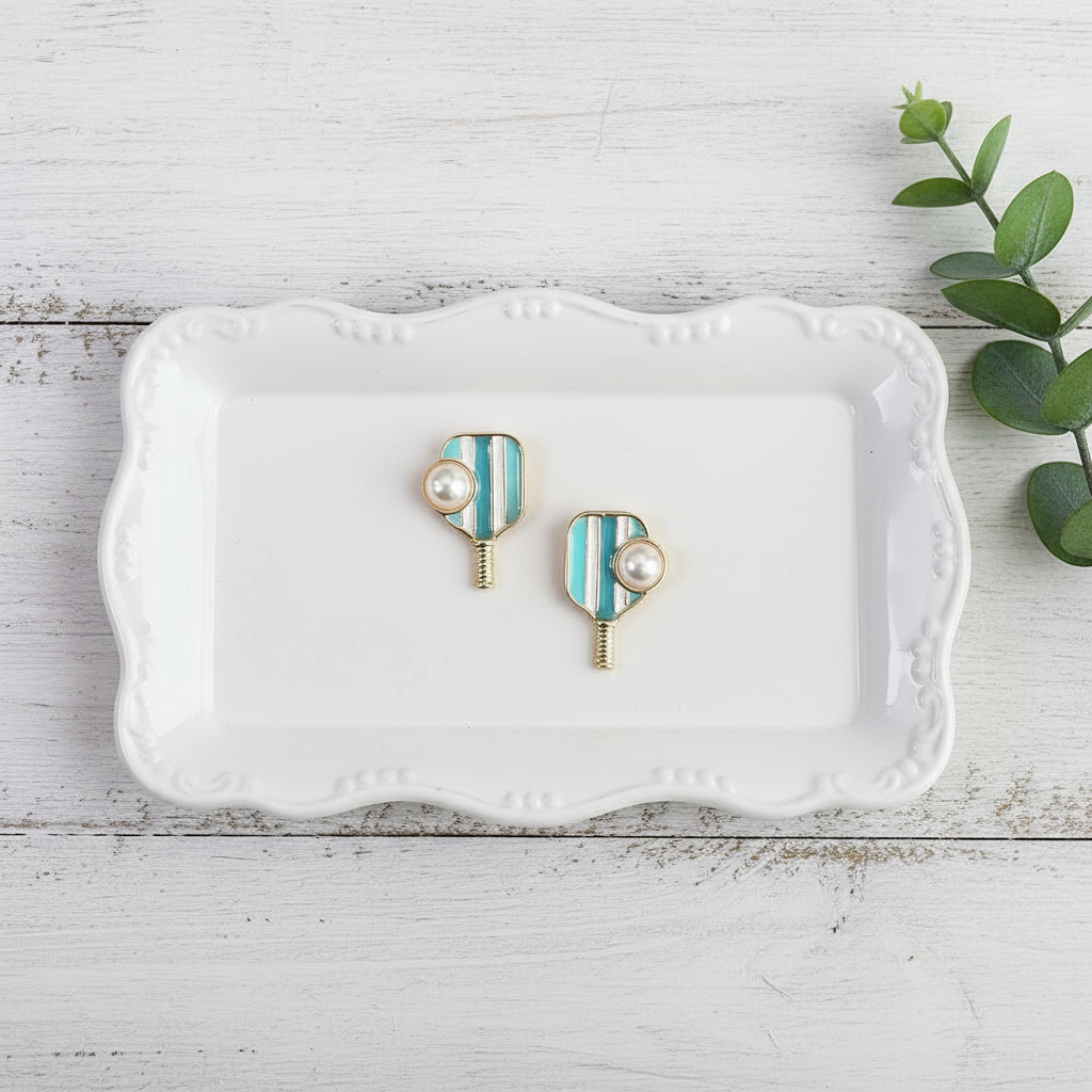 Pickleball Paddles & Pearls Earrings