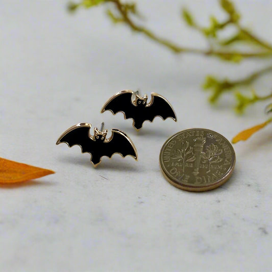 Golden Gaze Bat Earrings