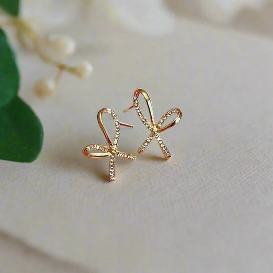 Channel Set Loose Bow Earrings