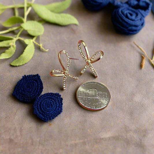 Channel Set Loose Bow Earrings