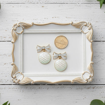 Golf Balls & Bows Earrings
