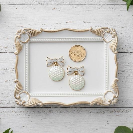 Golf Balls & Bows Earrings