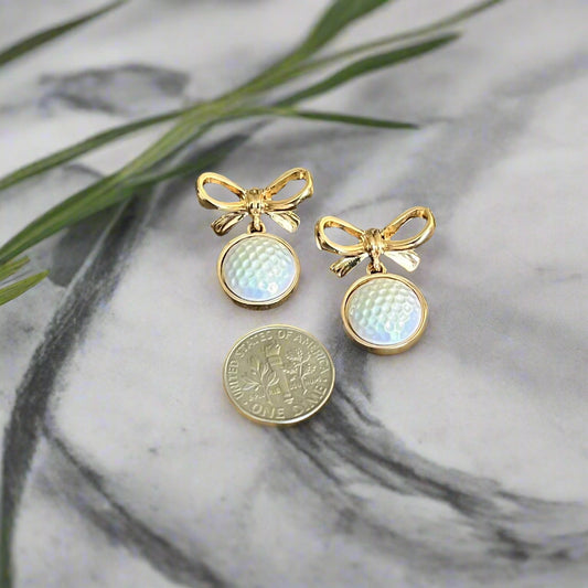 Golf & Gold Bows Earrings