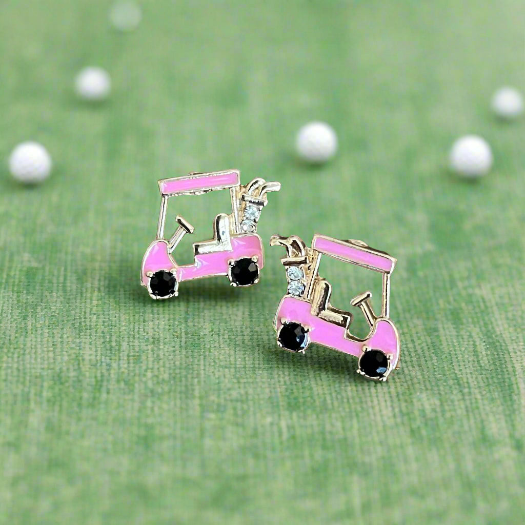 Cruisin’ on the Green Golf Cart Earrings