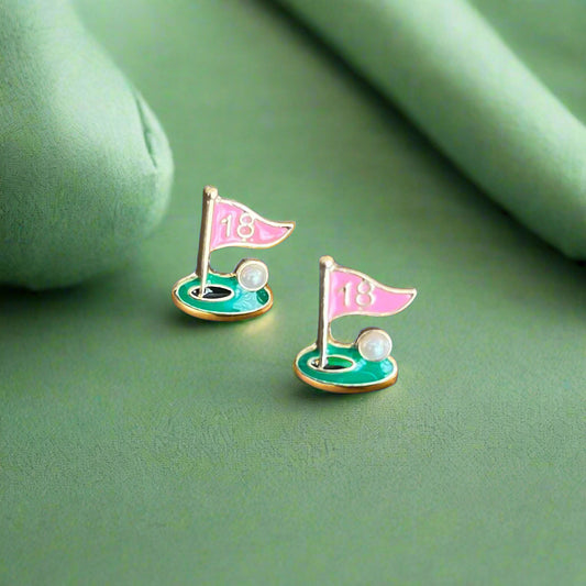 A Hole in One Golf Earrings