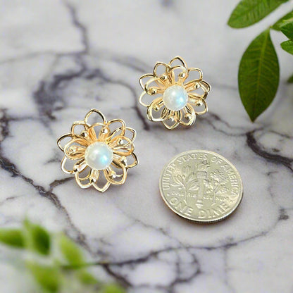 Double Layer Flora with Pearl Earrings