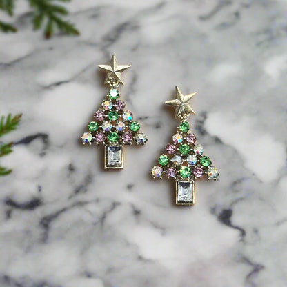 Blushing Baubles Christmas Tree Earrings