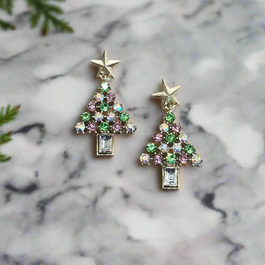 Blushing Baubles Christmas Tree Earrings