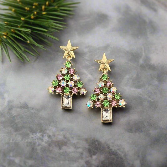 Blushing Baubles Christmas Tree Earrings