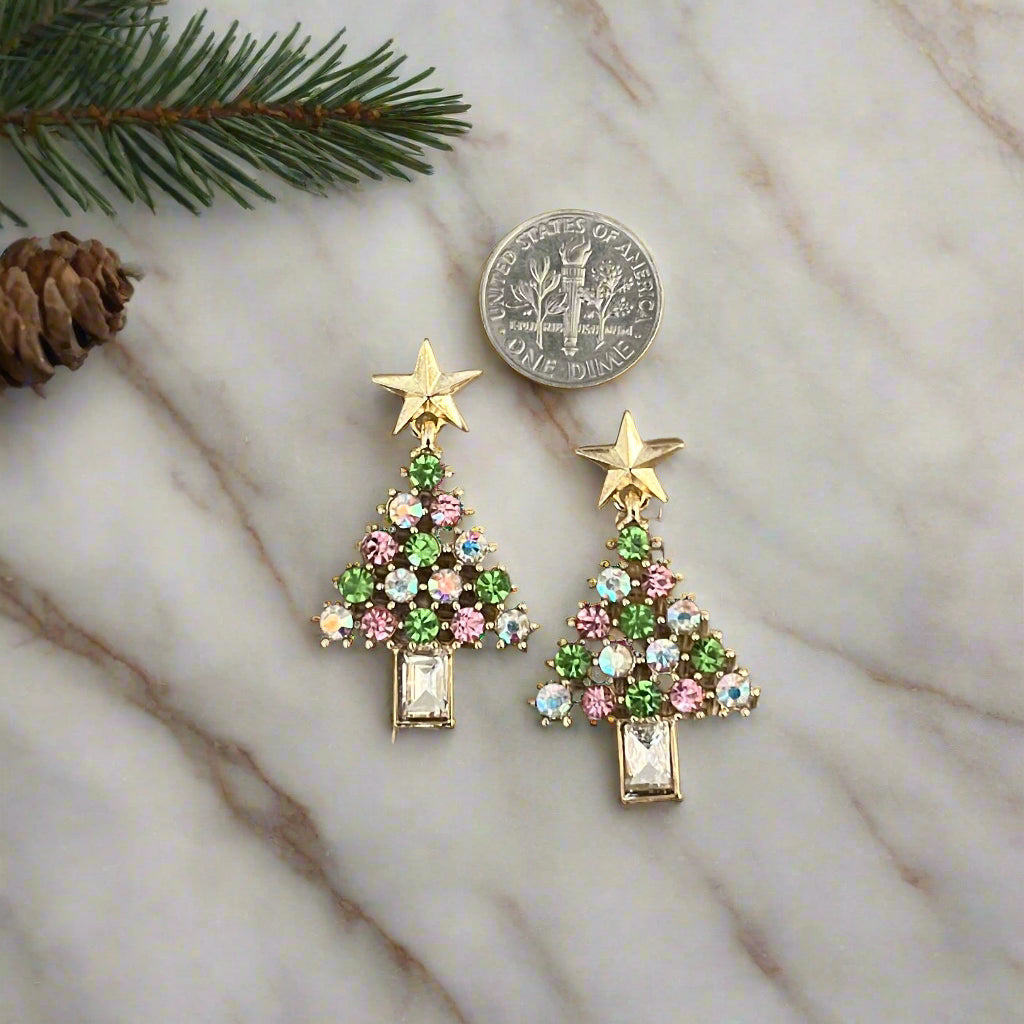 Blushing Baubles Christmas Tree Earrings