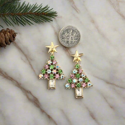 Blushing Baubles Christmas Tree Earrings
