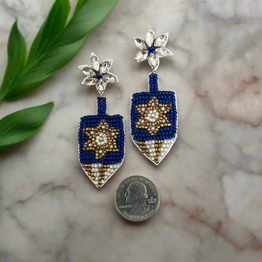 Beaded Dreidel Bauble Earrings