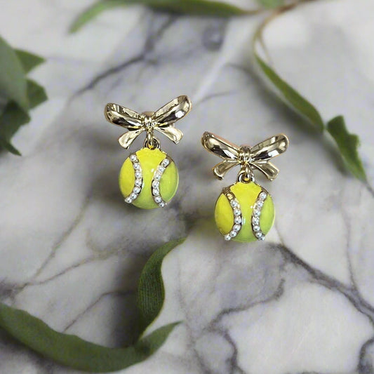 Tennis & Gold Bows Earrings