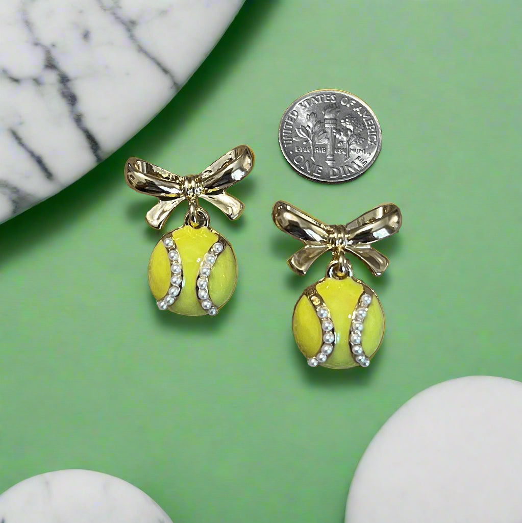 Tennis & Gold Bows Earrings