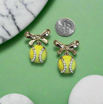 Tennis & Gold Bows Earrings