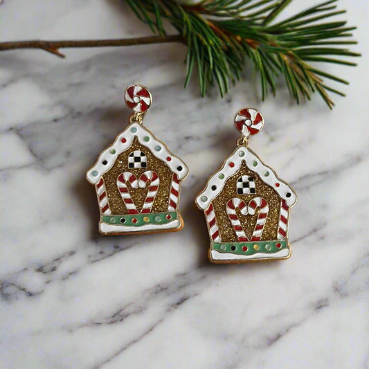 Sugar Shack Gingerbread Cottage Earrings