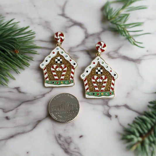 Sugar Shack Gingerbread Cottage Earrings