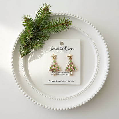 Blushing Baubles Christmas Tree Earrings