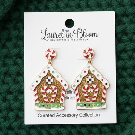 Sugar Shack Gingerbread Cottage Earrings