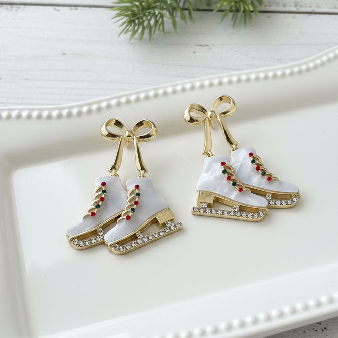 Golden Gliders Ice Skate Earrings
