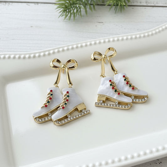 Golden Gliders Ice Skate Earrings