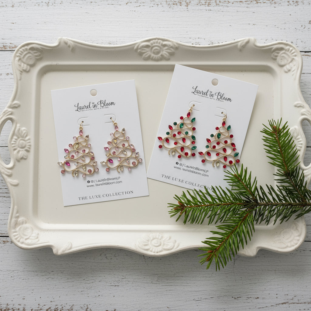 Retro Tinsel Tree Earrings
