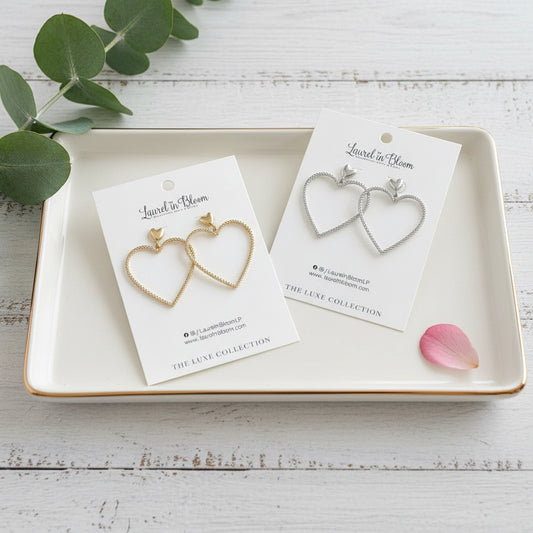 Sweetheart Rope Heart LUXE Drop Earrings