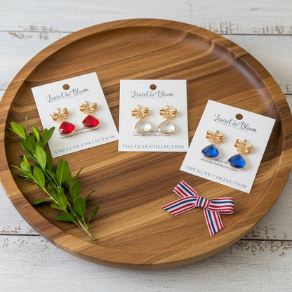Presley Bow Drop Earrings (Patriotic Summer Series)