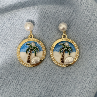 Blue Lagoon Coastal Medallion Earrings
