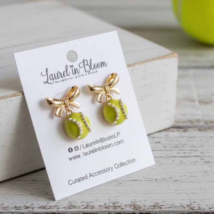 Tennis & Gold Bows Earrings