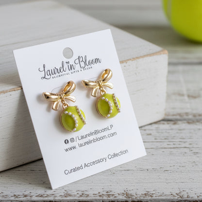 Tennis & Gold Bows Earrings